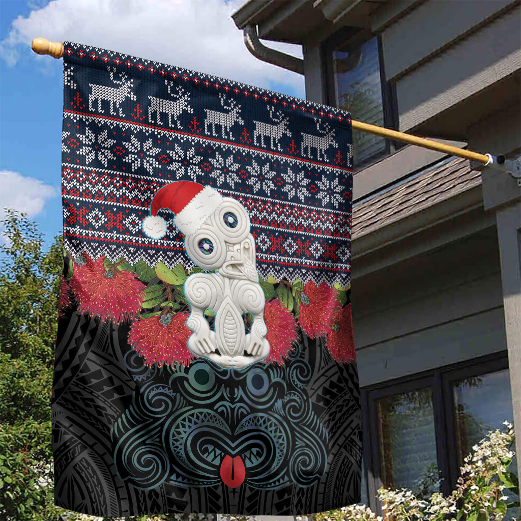 New Zealand Hei Tiki Christmas In July Garden Flag Pohutukawa Santa Xmas Polynesian Pattern