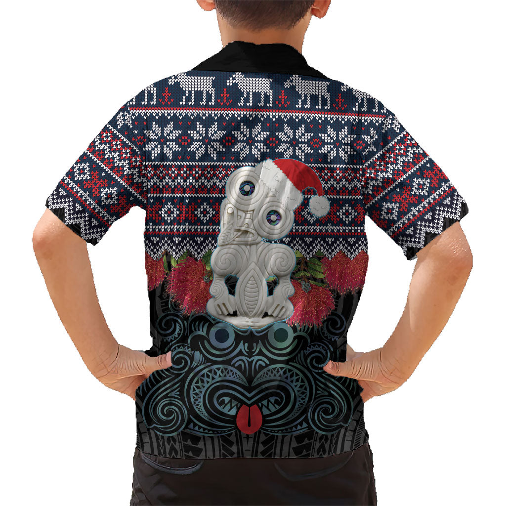 New Zealand Hei Tiki Christmas In July Hawaiian Shirt Pohutukawa Santa Xmas Polynesian Pattern