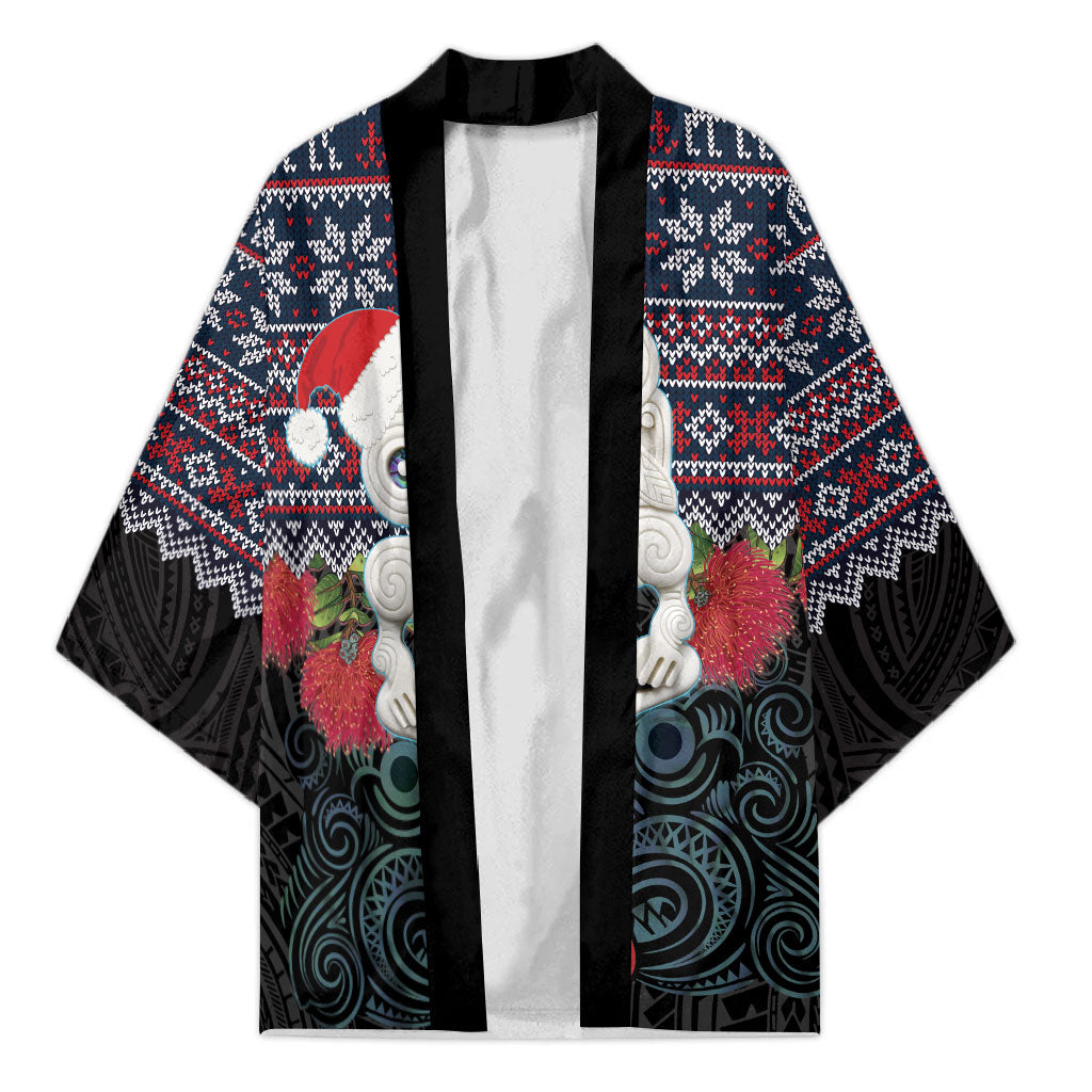 New Zealand Hei Tiki Christmas In July Kimono Pohutukawa Santa Xmas Polynesian Pattern