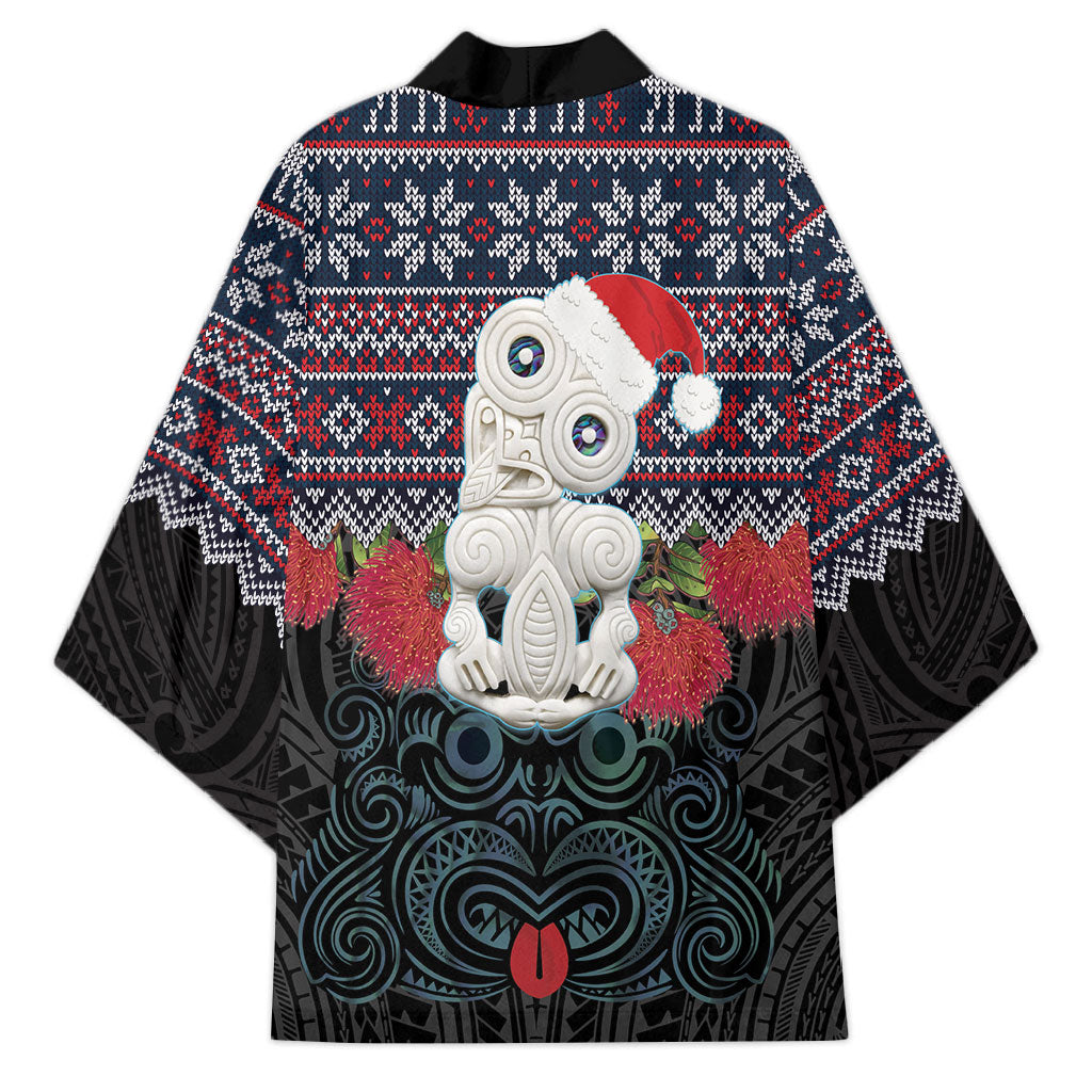 New Zealand Hei Tiki Christmas In July Kimono Pohutukawa Santa Xmas Polynesian Pattern