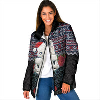 New Zealand Hei Tiki Christmas In July Padded Jacket Pohutukawa Santa Xmas Polynesian Pattern