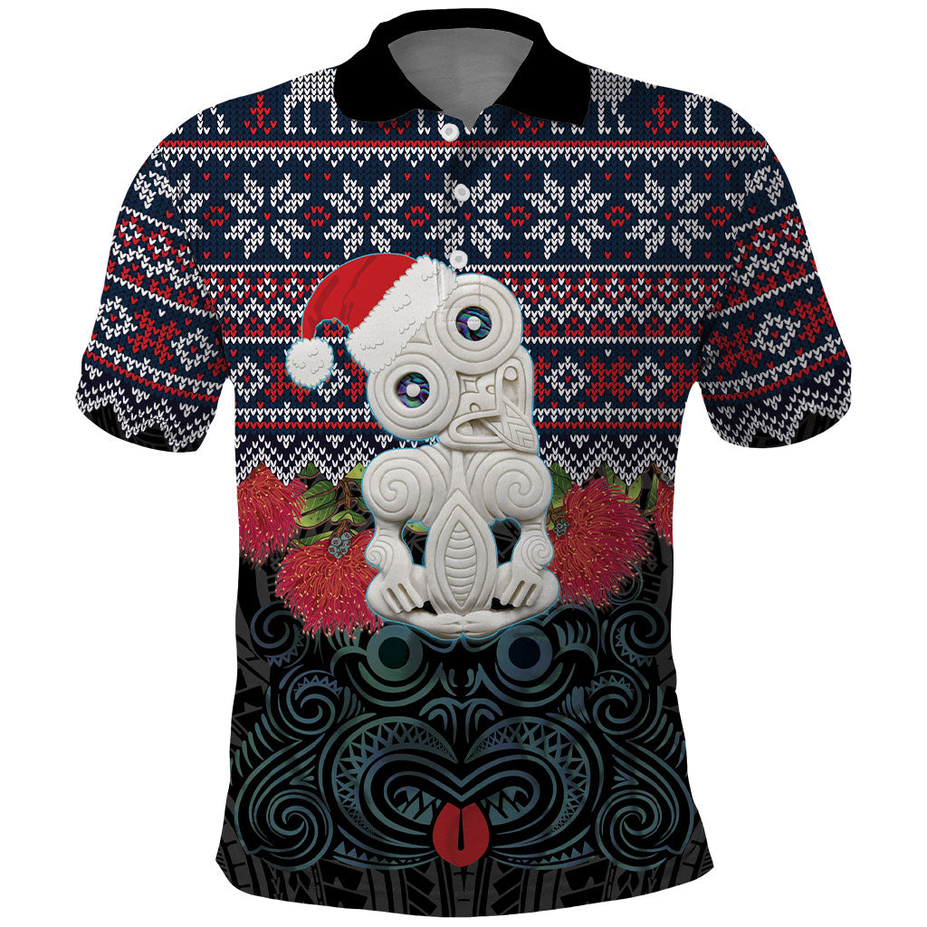 New Zealand Hei Tiki Christmas In July Polo Shirt Pohutukawa Santa Xmas Polynesian Pattern