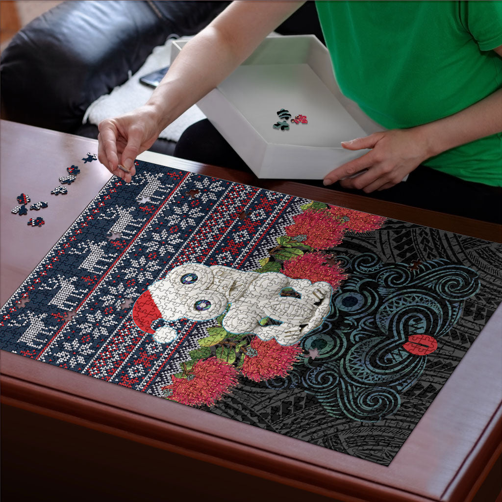 New Zealand Hei Tiki Christmas In July Puzzle Pohutukawa Santa Xmas Polynesian Pattern