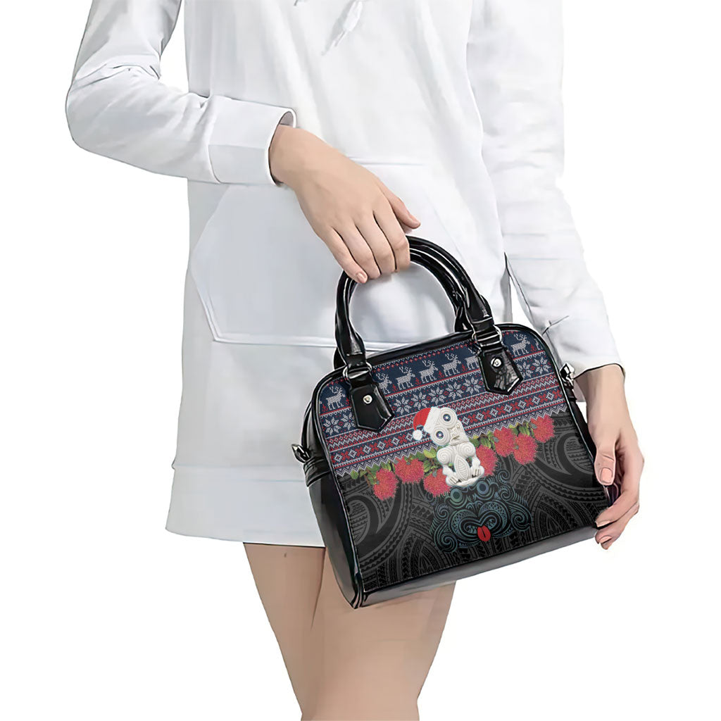 New Zealand Hei Tiki Christmas In July Shoulder Handbag Pohutukawa Santa Xmas Polynesian Pattern