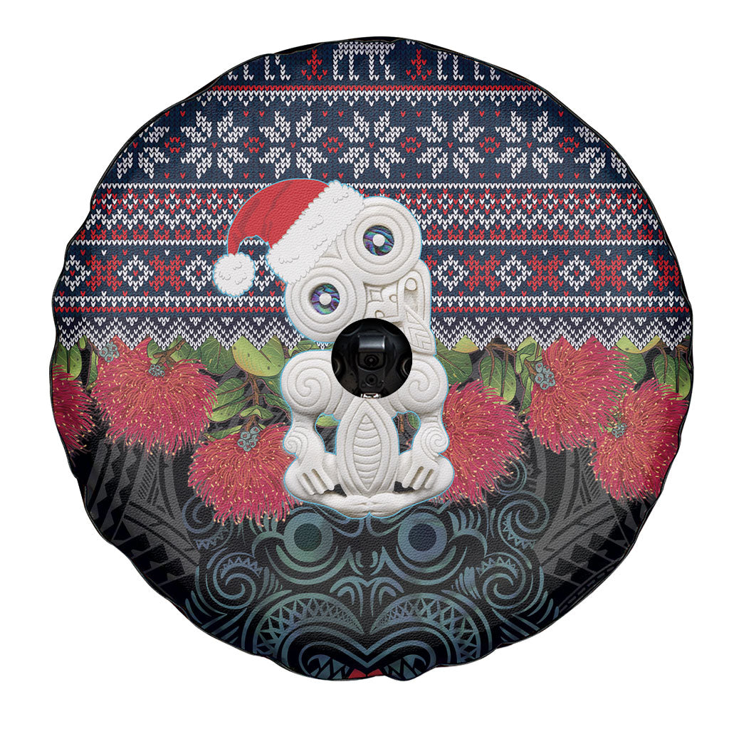 New Zealand Hei Tiki Christmas In July Spare Tire Cover Pohutukawa Santa Xmas Polynesian Pattern