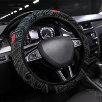 New Zealand Hei Tiki Christmas In July Steering Wheel Cover Pohutukawa Santa Xmas Polynesian Pattern