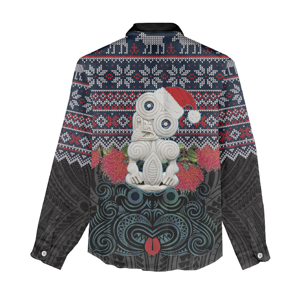 New Zealand Hei Tiki Christmas In July Women Casual Shirt Pohutukawa Santa Xmas Polynesian Pattern