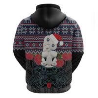 New Zealand Hei Tiki Christmas In July Zip Hoodie Pohutukawa Santa Xmas Polynesian Pattern