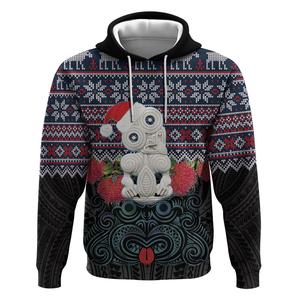 New Zealand Hei Tiki Christmas In July Zip Hoodie Pohutukawa Santa Xmas Polynesian Pattern