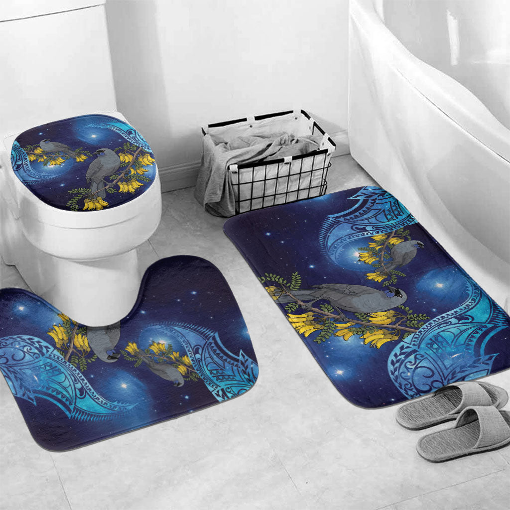 New Zealand Kokako Bird Bathroom Set Kowhai Galaxy Style Polynesian Pattern