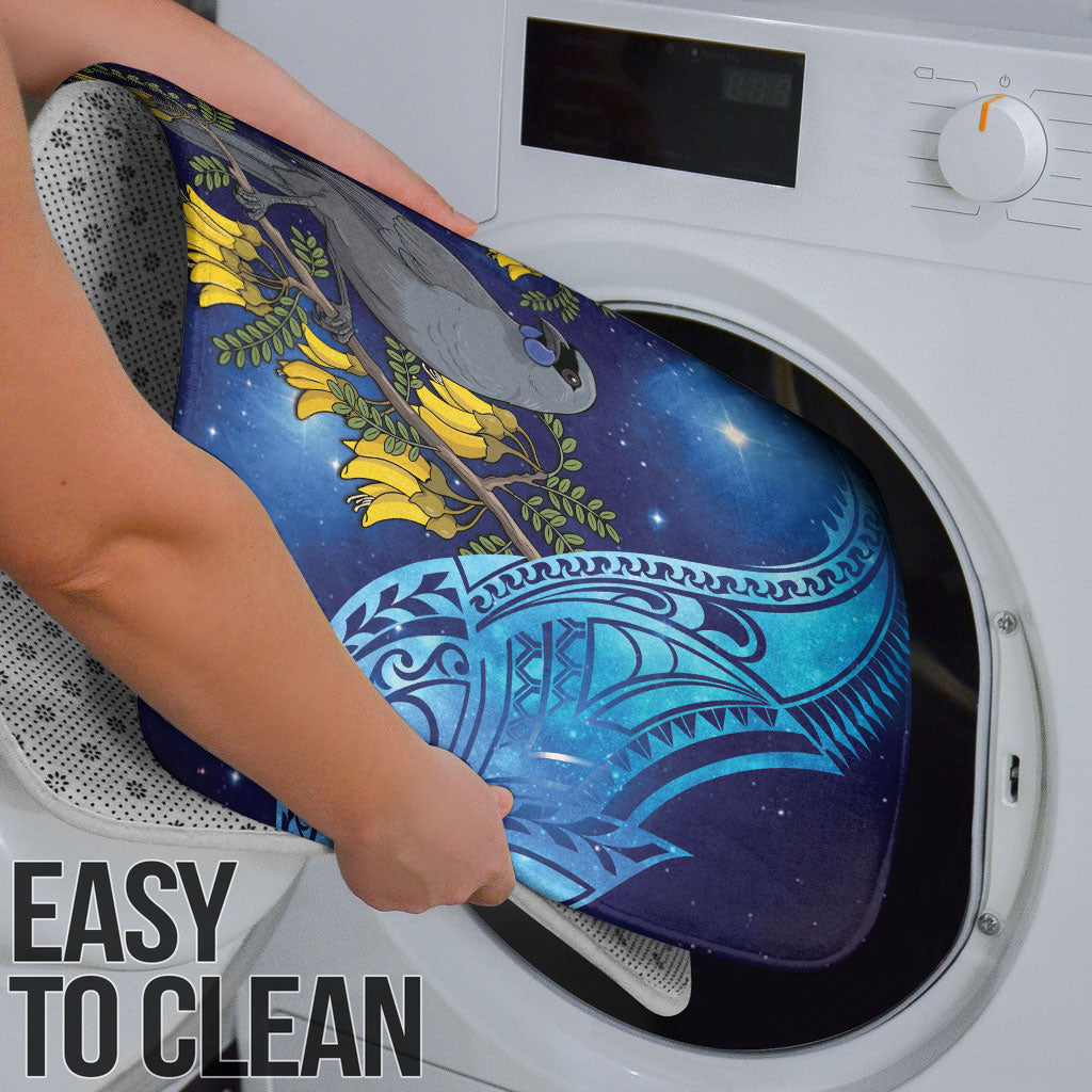 New Zealand Kokako Bird Bathroom Set Kowhai Galaxy Style Polynesian Pattern