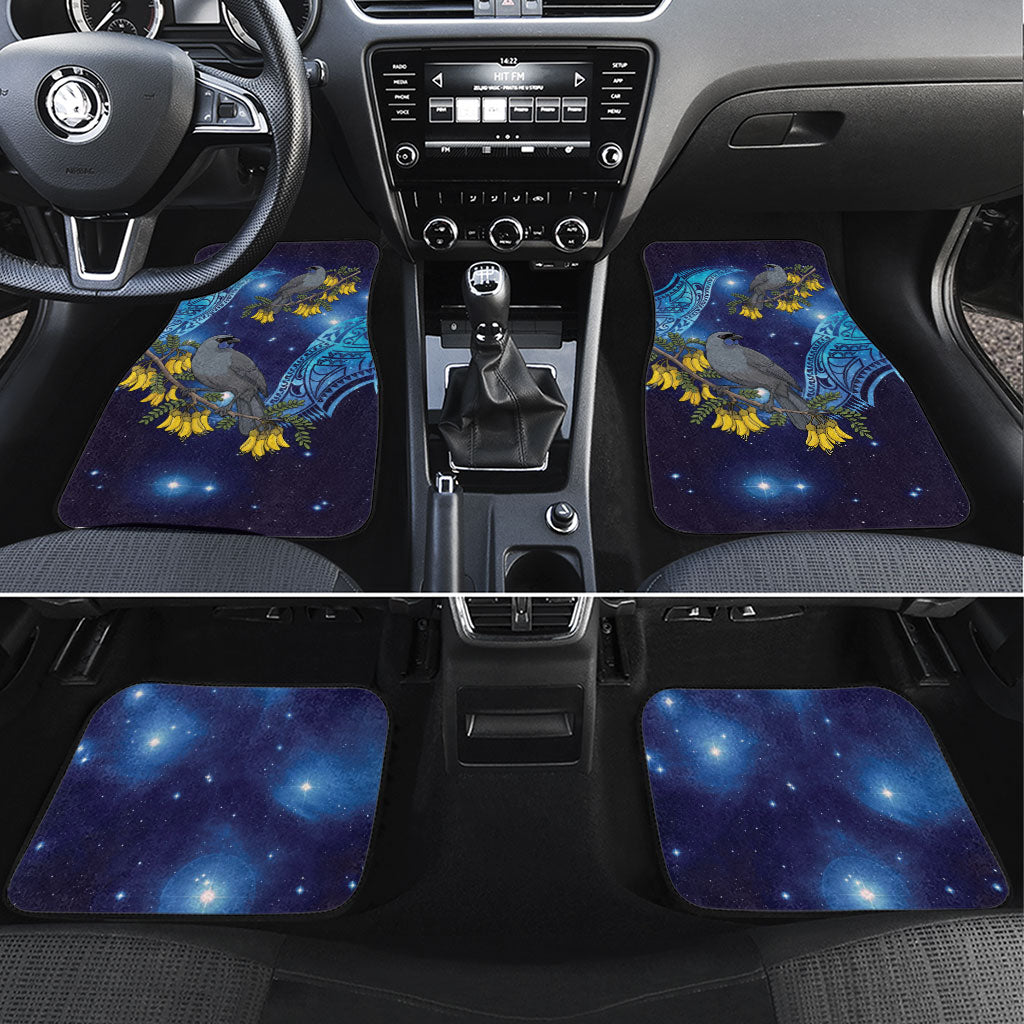 New Zealand Kokako Bird Car Mats Kowhai Galaxy Style Polynesian Pattern