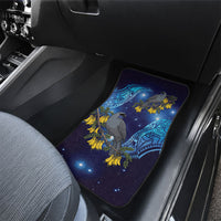 New Zealand Kokako Bird Car Mats Kowhai Galaxy Style Polynesian Pattern