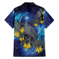 New Zealand Kokako Bird Family Matching Long Sleeve Bodycon Dress and Hawaiian Shirt Kowhai Galaxy Style Polynesian Pattern