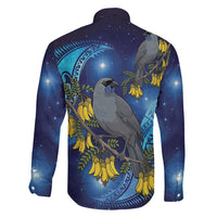 New Zealand Kokako Bird Family Matching Summer Maxi Dress and Hawaiian Shirt Kowhai Galaxy Style Polynesian Pattern