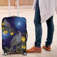New Zealand Kokako Bird Luggage Cover Kowhai Galaxy Style Polynesian Pattern