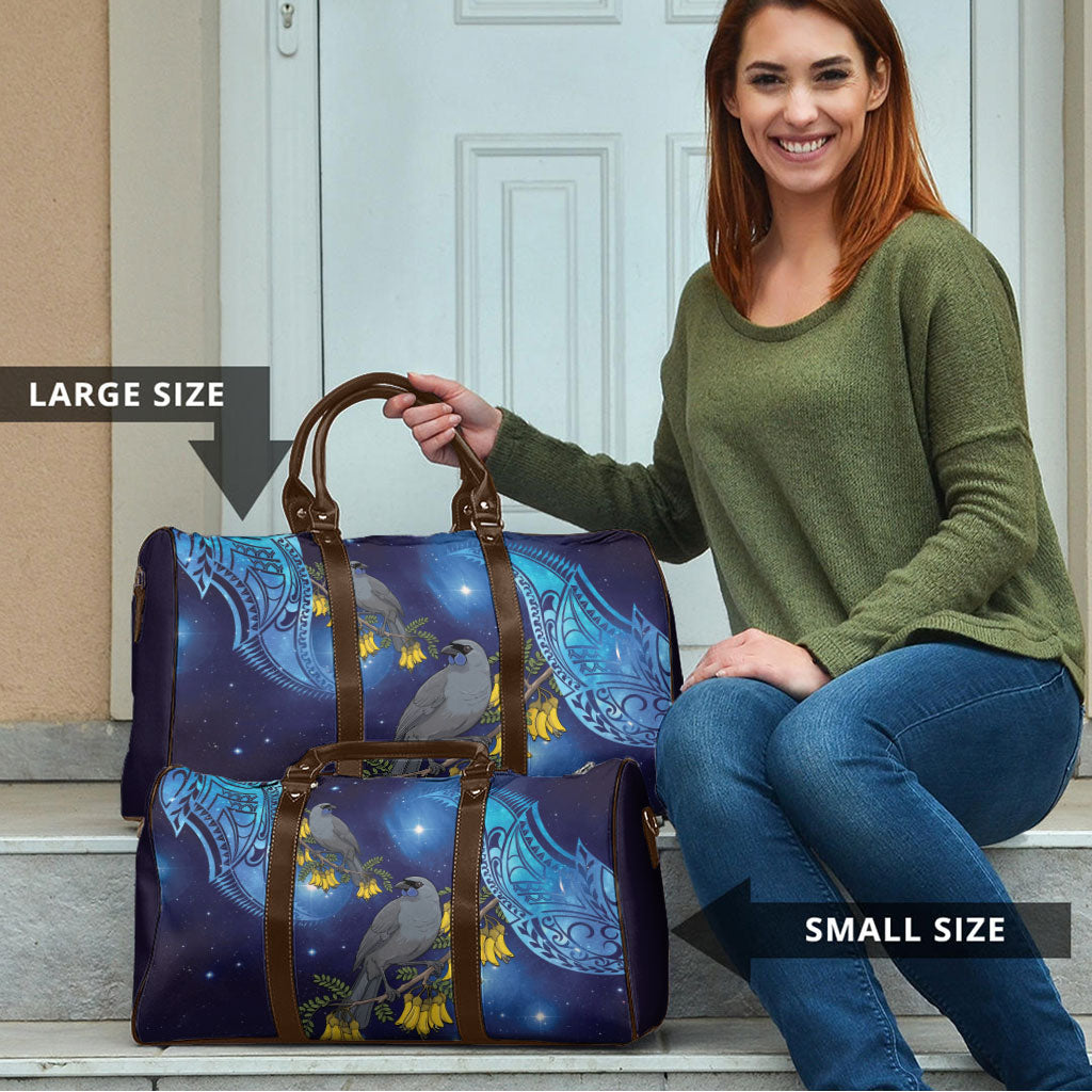 New Zealand Kokako Bird Travel Bag Kowhai Galaxy Style Polynesian Pattern