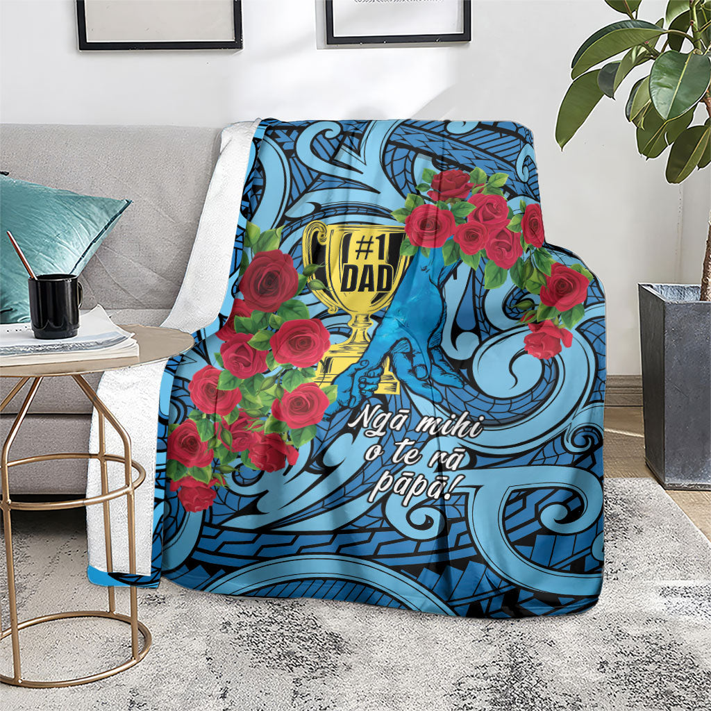 New Zealand Father's Day Blanket Best Dad Trophy Red Rose Maori Pattern LT22 - Polynesian Pride