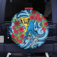 New Zealand Father's Day Spare Tire Cover Best Dad Trophy Red Rose Maori Pattern LT22 No hole Blue - Polynesian Pride