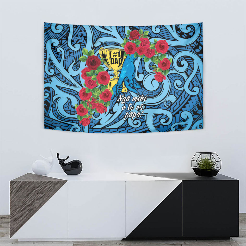 New Zealand Father's Day Tapestry Best Dad Trophy Red Rose Maori Pattern LT22 - Polynesian Pride