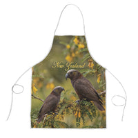 New Zealand Kaka Bird Apron Kowhai Flower Landscape Style LT22 Green - Polynesian Pride