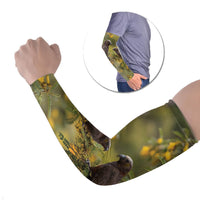 New Zealand Kaka Bird Arm Sleeves Kowhai Flower Landscape Style LT22 Set of 2 Green - Polynesian Pride