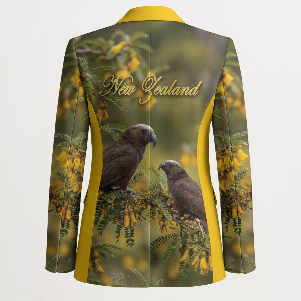 New Zealand Kaka Bird Blazer Kowhai Flower Landscape Style