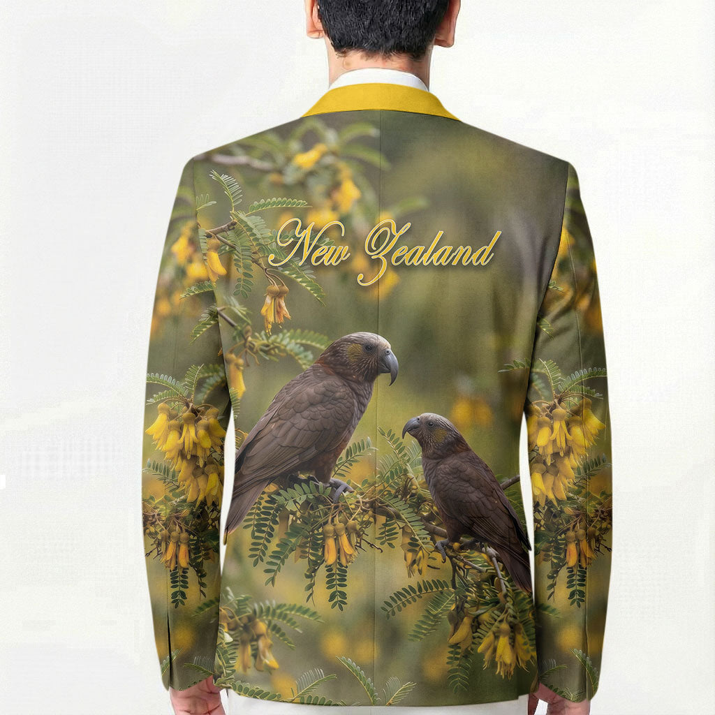 New Zealand Kaka Bird Blazer Kowhai Flower Landscape Style