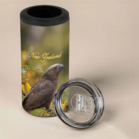 New Zealand Kaka Bird 4 in 1 Can Cooler Tumbler Kowhai Flower Landscape Style LT22 - Polynesian Pride