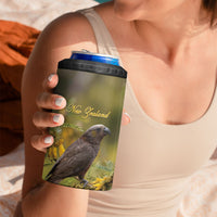 New Zealand Kaka Bird 4 in 1 Can Cooler Tumbler Kowhai Flower Landscape Style LT22 - Polynesian Pride