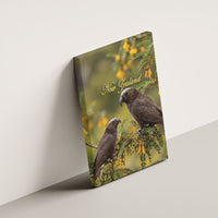 New Zealand Kaka Bird Canvas Wall Art Kowhai Flower Landscape Style
