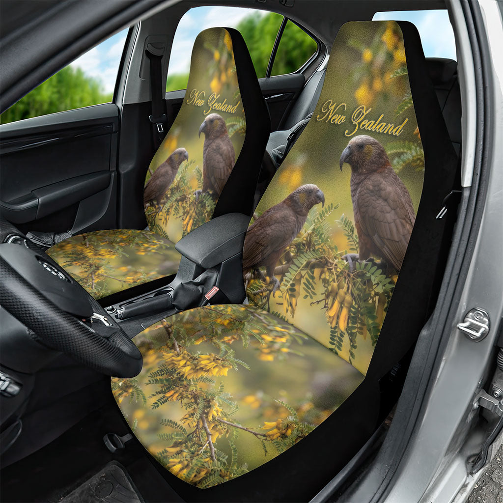 New Zealand Kaka Bird Car Seat Cover Kowhai Flower Landscape Style