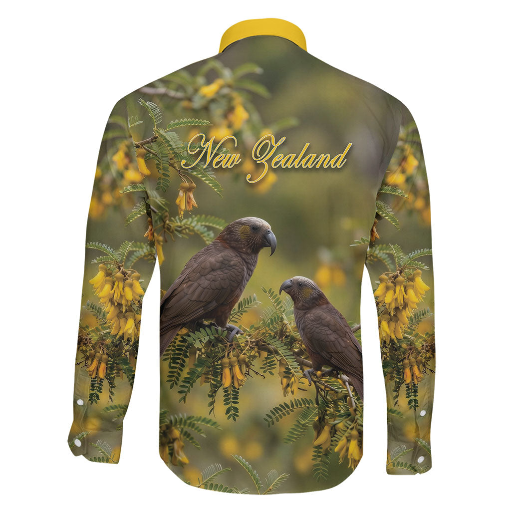New Zealand Kaka Bird Family Matching Summer Maxi Dress and Hawaiian Shirt Kowhai Flower Landscape Style LT22 - Polynesian Pride