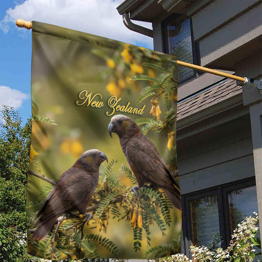 New Zealand Kaka Bird Garden Flag Kowhai Flower Landscape Style LT22 - Polynesian Pride