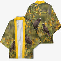 New Zealand Kaka Bird Kimono Kowhai Flower Landscape Style LT22 - Polynesian Pride