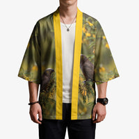 New Zealand Kaka Bird Kimono Kowhai Flower Landscape Style LT22 - Polynesian Pride