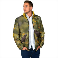 New Zealand Kaka Bird Padded Jacket Kowhai Flower Landscape Style LT22 - Polynesian Pride