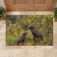 New Zealand Kaka Bird Rubber Doormat Kowhai Flower Landscape Style