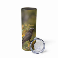 New Zealand Kaka Bird Skinny Tumbler Kowhai Flower Landscape Style LT22 - Polynesian Pride
