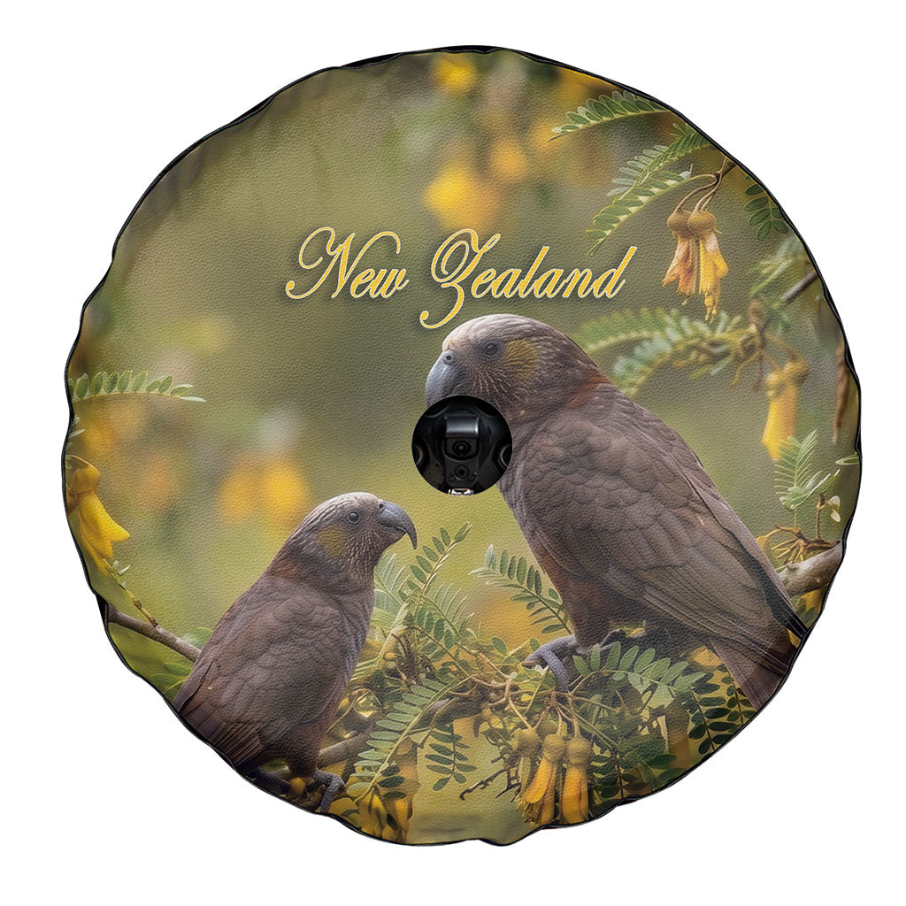 New Zealand Kaka Bird Spare Tire Cover Kowhai Flower Landscape Style