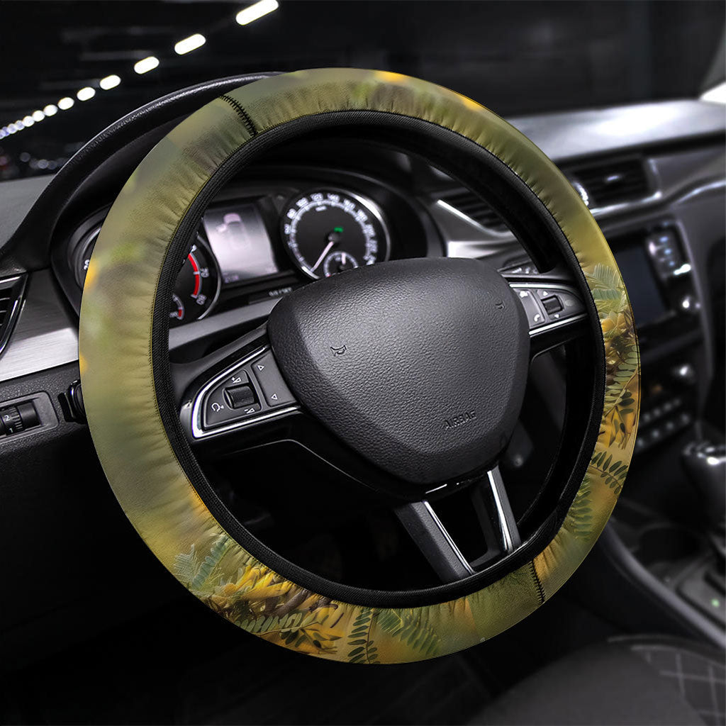 New Zealand Kaka Bird Steering Wheel Cover Kowhai Flower Landscape Style