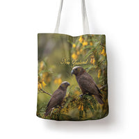 New Zealand Kaka Bird Tote Bag Kowhai Flower Landscape Style LT22 - Polynesian Pride