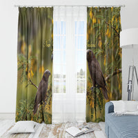 New Zealand Kaka Bird Window Curtain Kowhai Flower Landscape Style