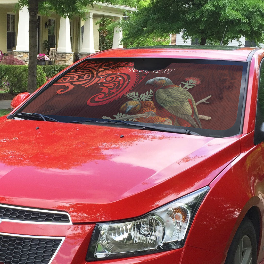 New Zealand Kaka Bird Personalised Auto Sun Shade Pohutukawa Matariki Maori Pattern LT22 - Polynesian Pride