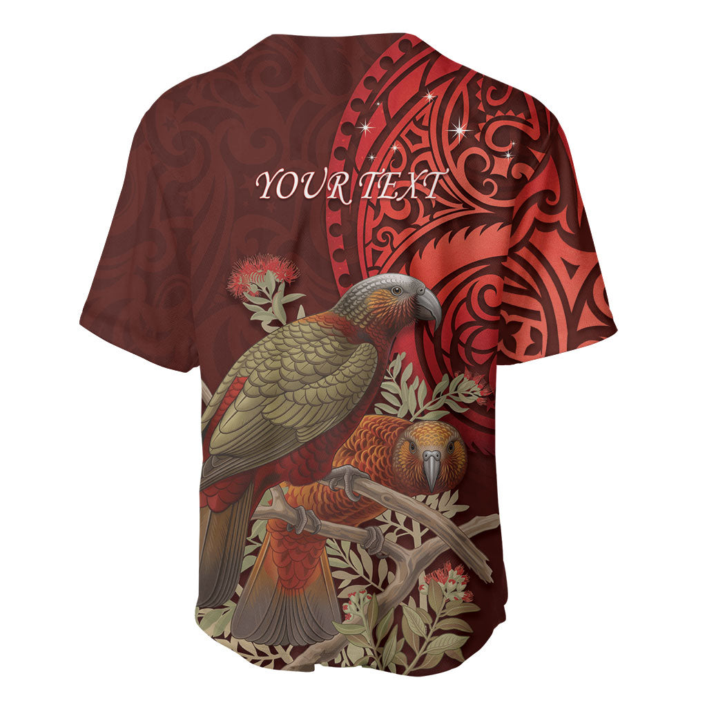 New Zealand Kaka Bird Personalised Baseball Jersey Pohutukawa Matariki Maori Pattern LT22 - Polynesian Pride