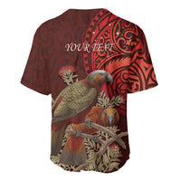 New Zealand Kaka Bird Personalised Baseball Jersey Pohutukawa Matariki Maori Pattern LT22 - Polynesian Pride