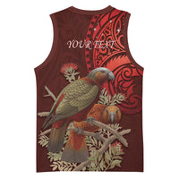 New Zealand Kaka Bird Personalised Basketball Jersey Pohutukawa Matariki Maori Pattern LT22 - Polynesian Pride