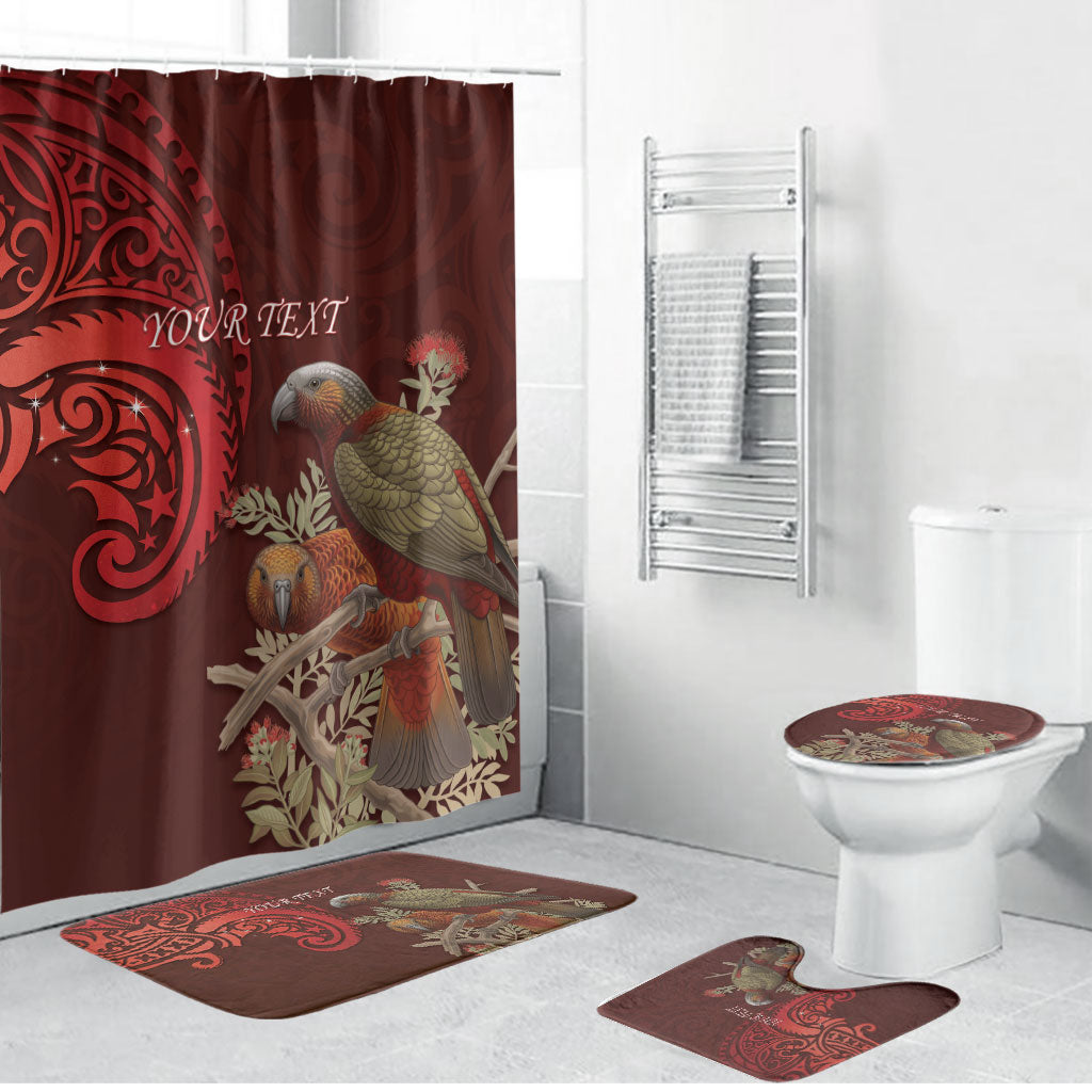 New Zealand Kaka Bird Personalised Bathroom Set Pohutukawa Matariki Maori Pattern