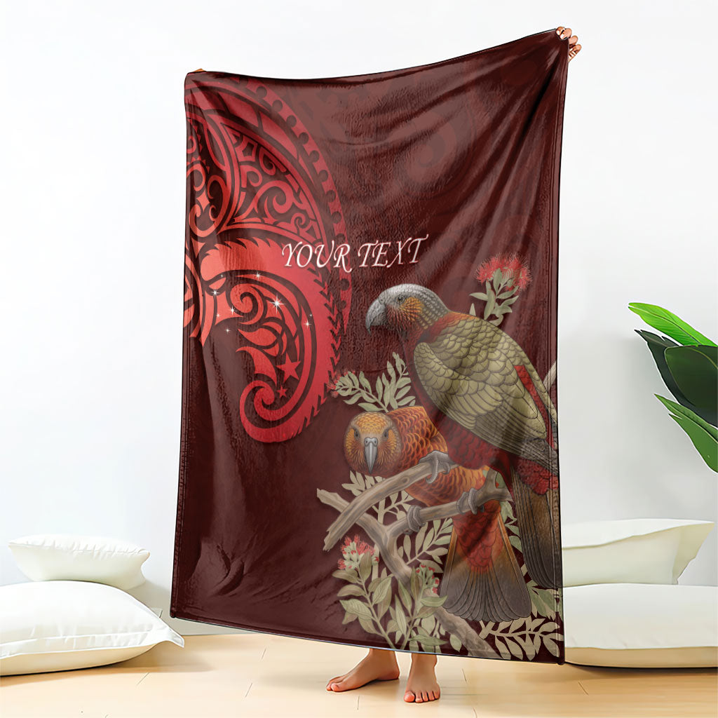 New Zealand Kaka Bird Personalised Blanket Pohutukawa Matariki Maori Pattern LT22 - Polynesian Pride