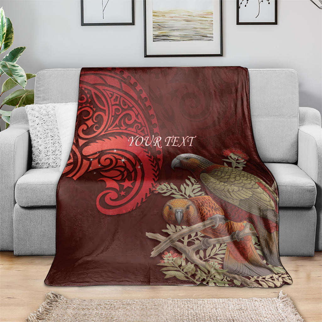 New Zealand Kaka Bird Personalised Blanket Pohutukawa Matariki Maori Pattern LT22 - Polynesian Pride